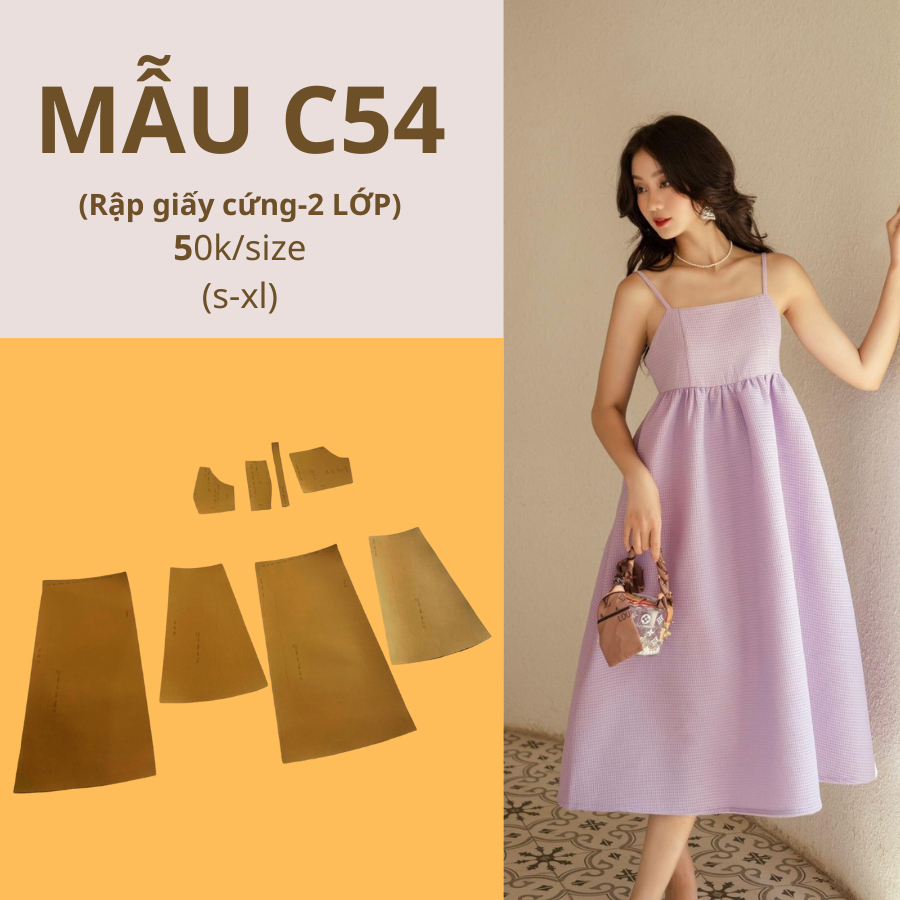RẬP GIẤY CỨNG CĂT SẴN C54 ĐẦM BABYDOLL