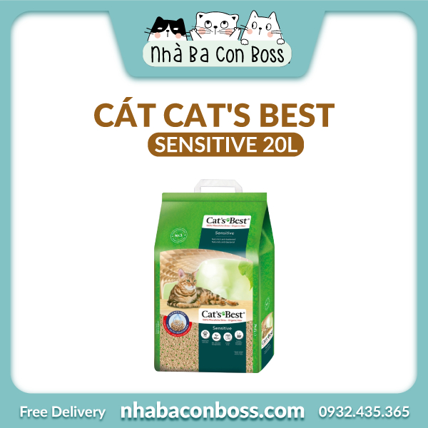 [Cát Gỗ] Cát Vệ Sinh Cho Mèo Cat's Best (Catbest/ Catsbest/ Cat’sbest) Sensitive Bao 20L