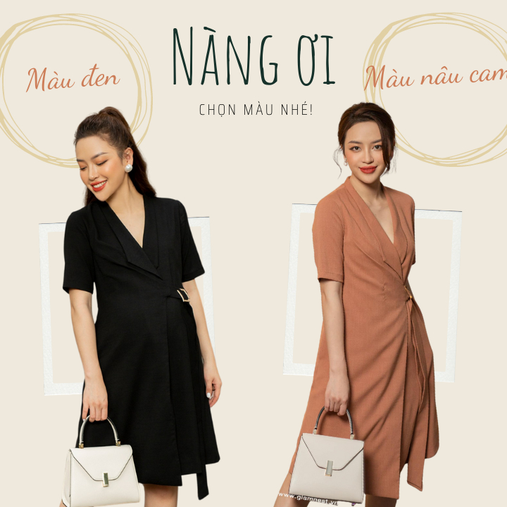 Váy Bầu Thiết Kế Đầm Bầu Công Sở Đẹp Thời Trang Đũi Cao Cấp GLAM NEST VN006