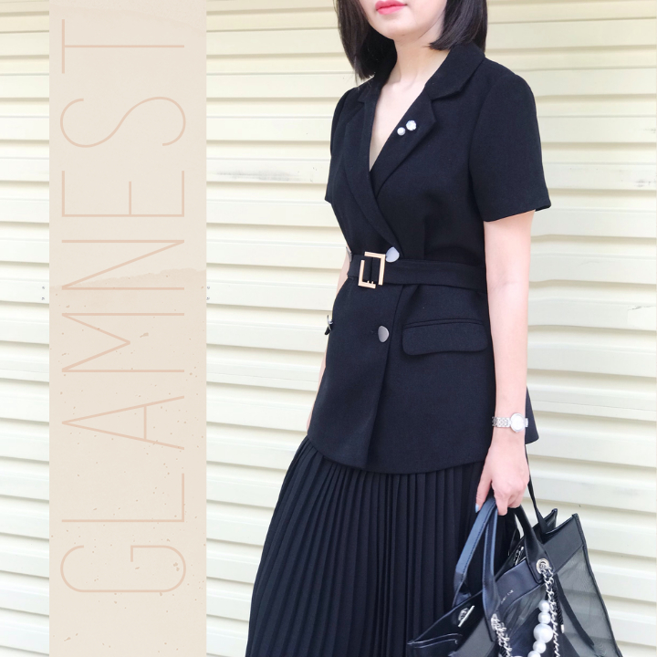 Áo Vest bầu ngắn tay bigsize màu đen basic chất đũi Thái cao cấp hàng thiết kế Glam Nest AV002