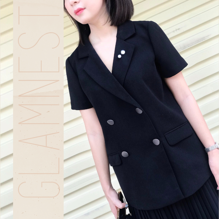 Áo Vest bầu ngắn tay bigsize màu đen basic chất đũi Thái cao cấp hàng thiết kế Glam Nest AV002