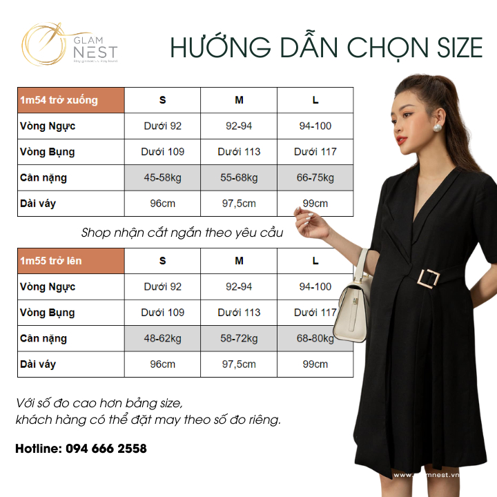 Váy Bầu Thiết Kế Đầm Bầu Công Sở Đẹp Thời Trang Đũi Cao Cấp GLAM NEST VN006