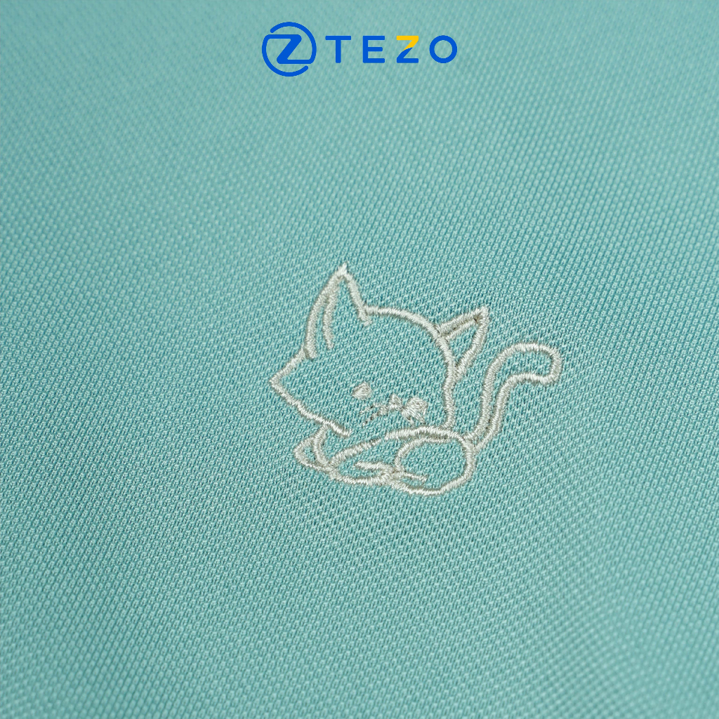 Áo polo nữ Tezo thun nữ ngắn tay có cổ thiết kế thêu mèo ngực 23APCT022 | BigBuy360 - bigbuy360.vn
