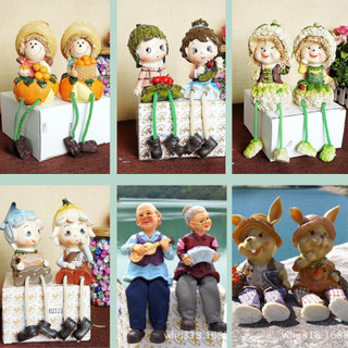 Tượng đất sét trưng bày tủ kệ bộ đôi Nhà Xinh Decor