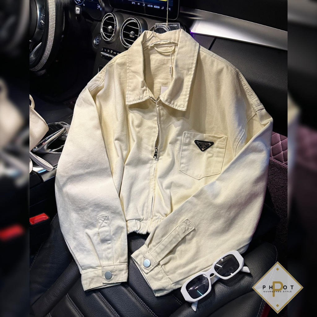 Khoác jean Pradaaaaa về 2 màu dáng bomber QCL1