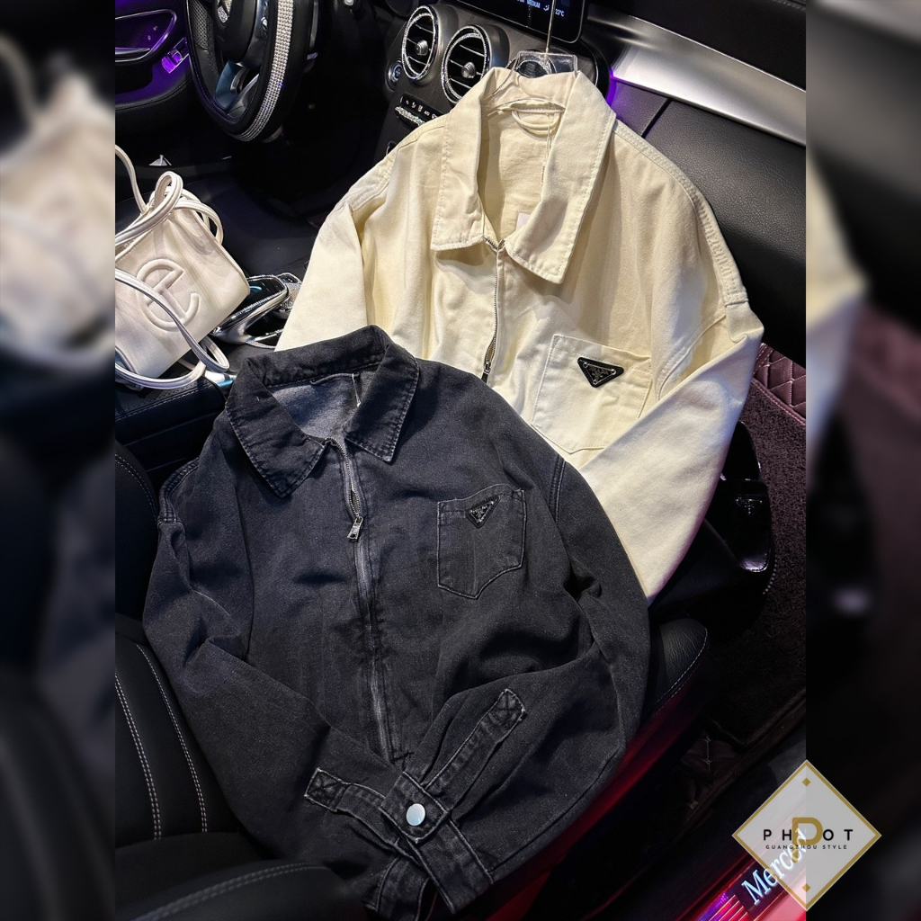 Khoác jean Pradaaaaa về 2 màu dáng bomber QCL1