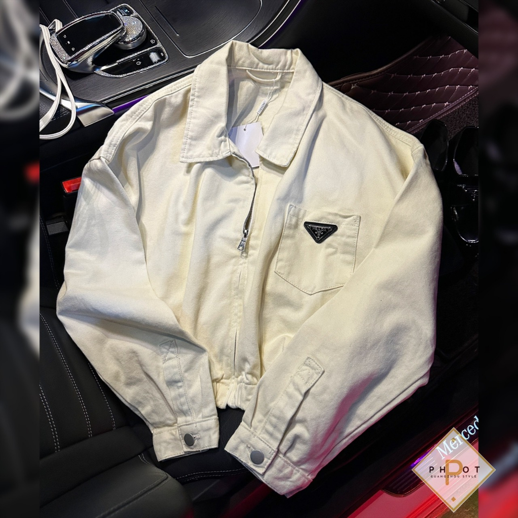 Khoác jean Pradaaaaa về 2 màu dáng bomber QCL1
