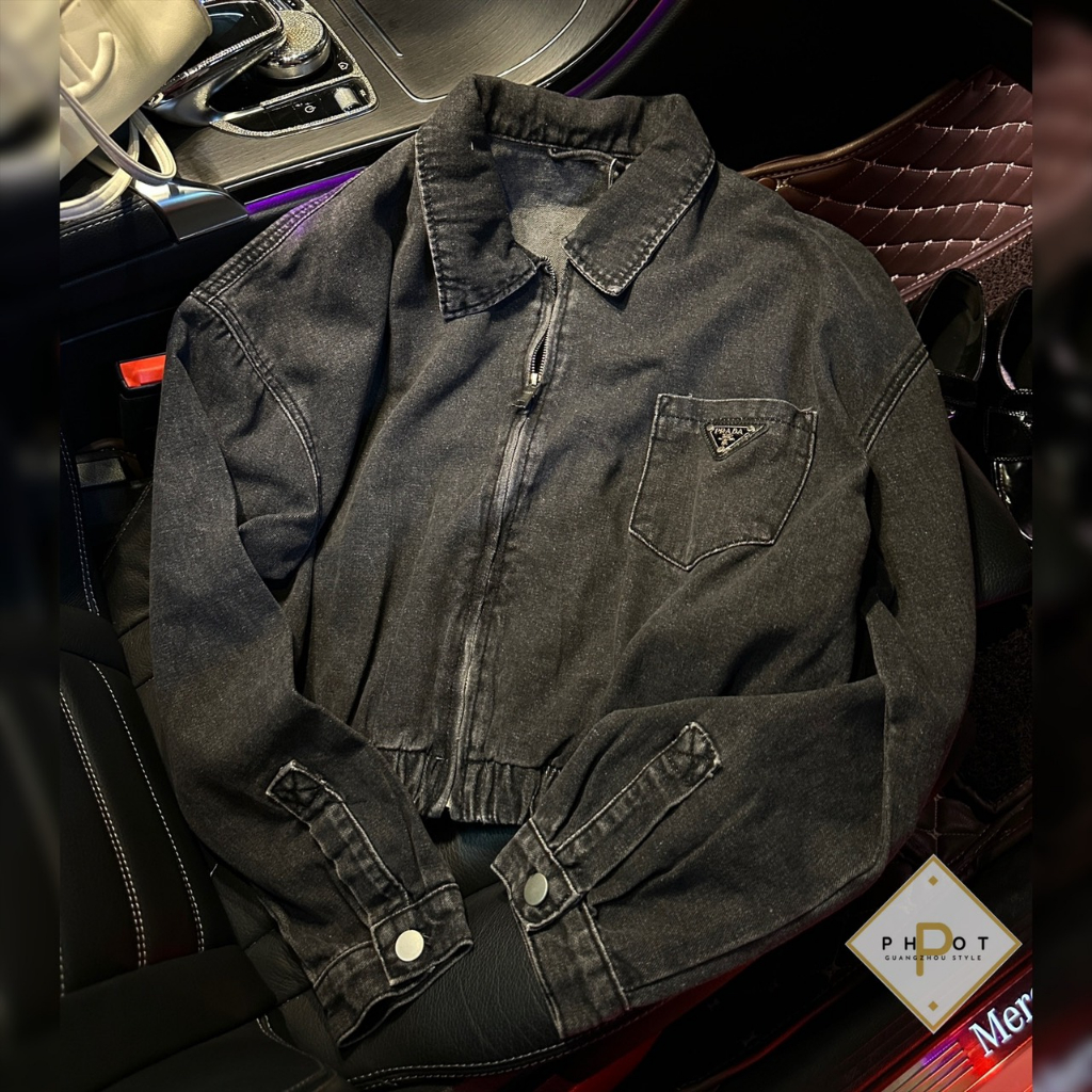 Khoác jean Pradaaaaa về 2 màu dáng bomber QCL1