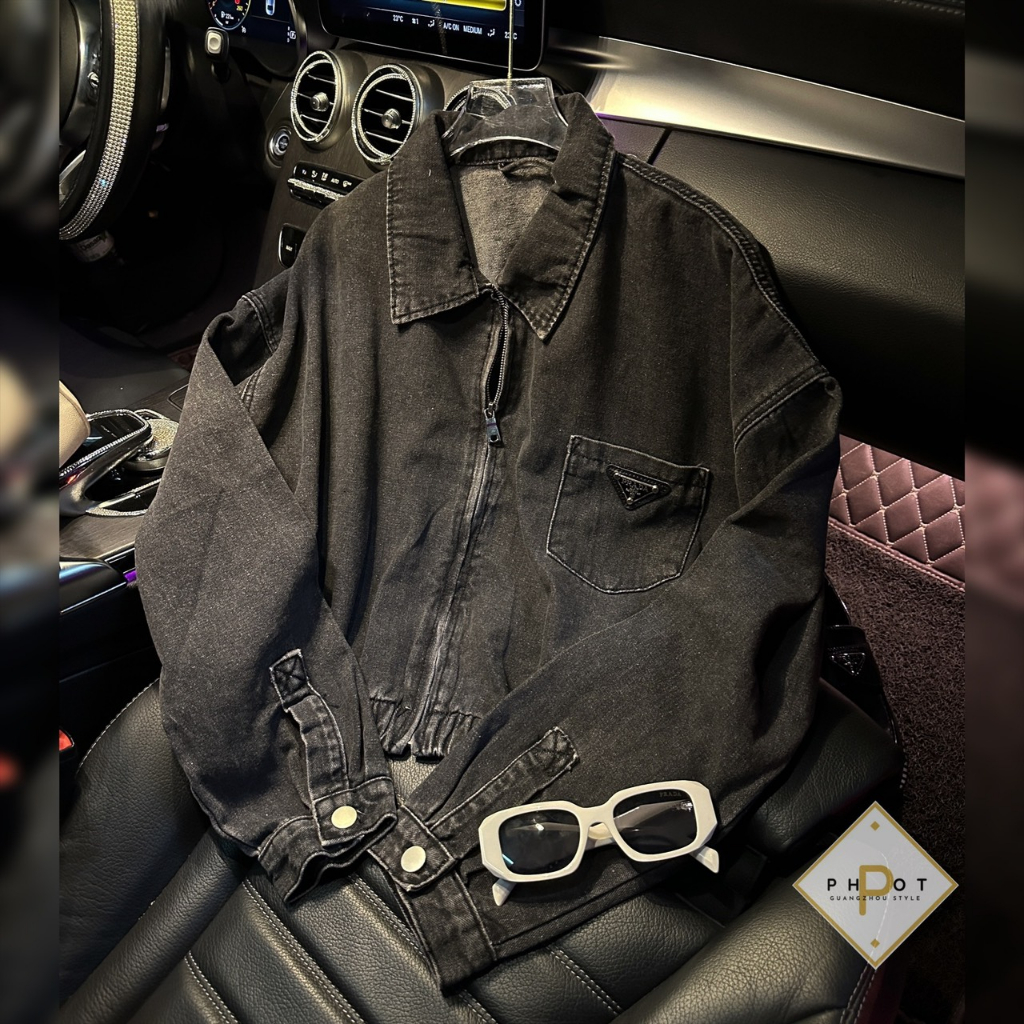 Khoác jean Pradaaaaa về 2 màu dáng bomber QCL1
