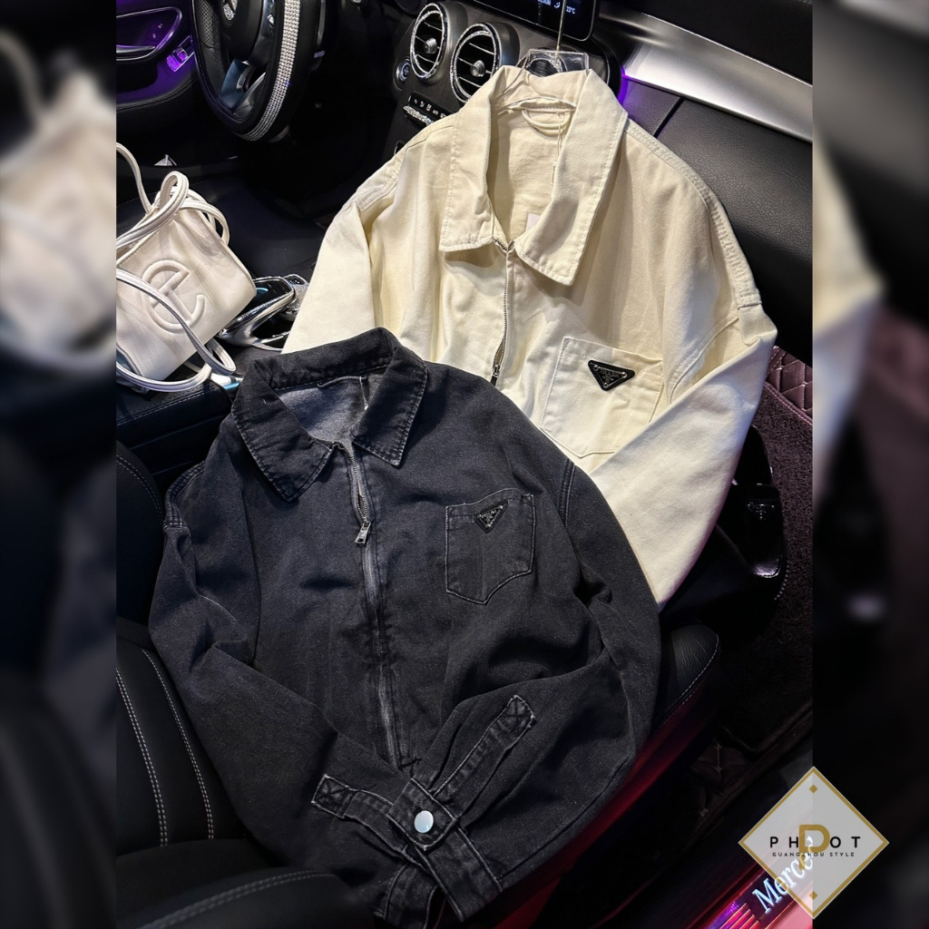 Khoác jean Pradaaaaa về 2 màu dáng bomber QCL1