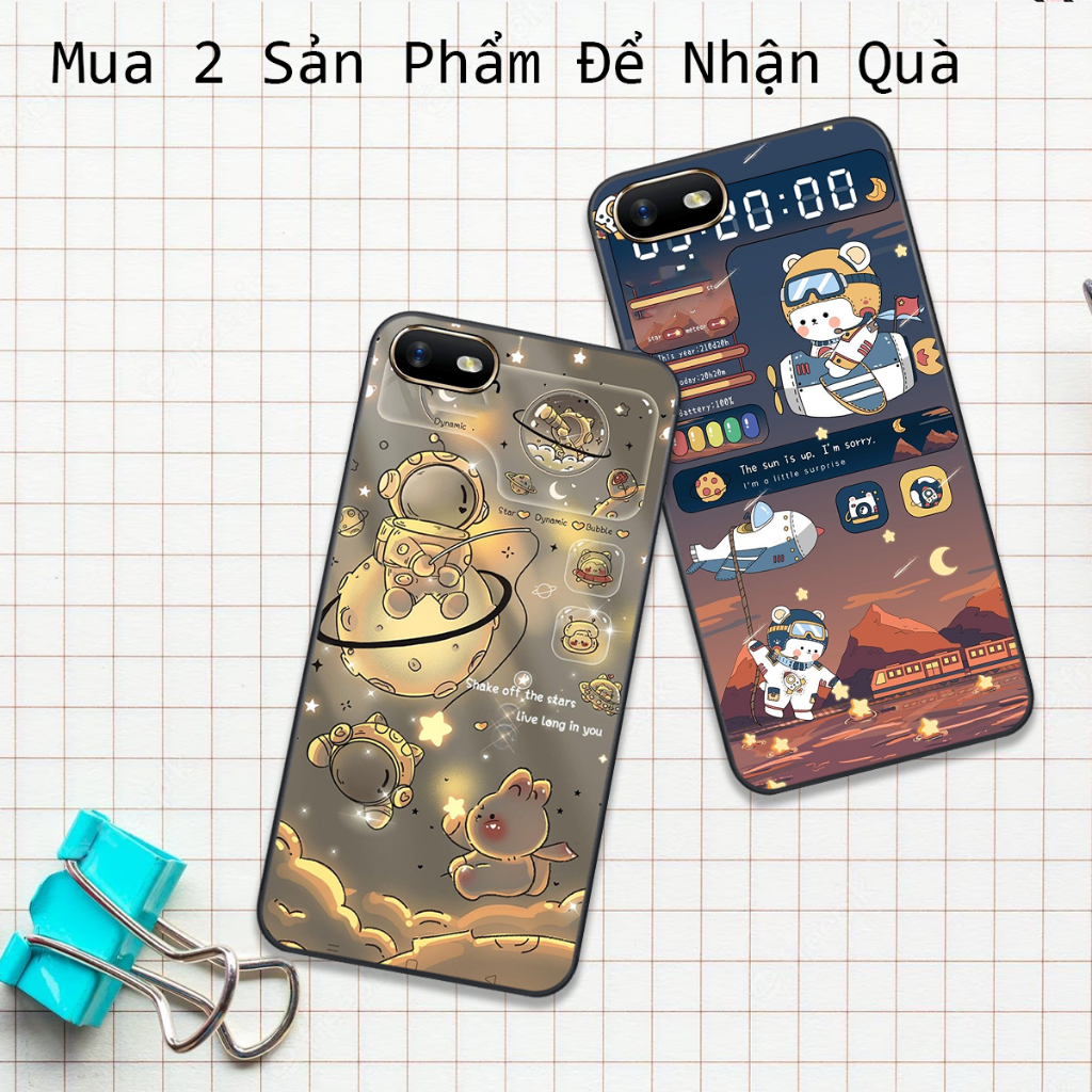 Ốp Oppo A3S / A1k / Realme C2 in hình họa tiết phi hành gia chibi 3d đẹp hot trend