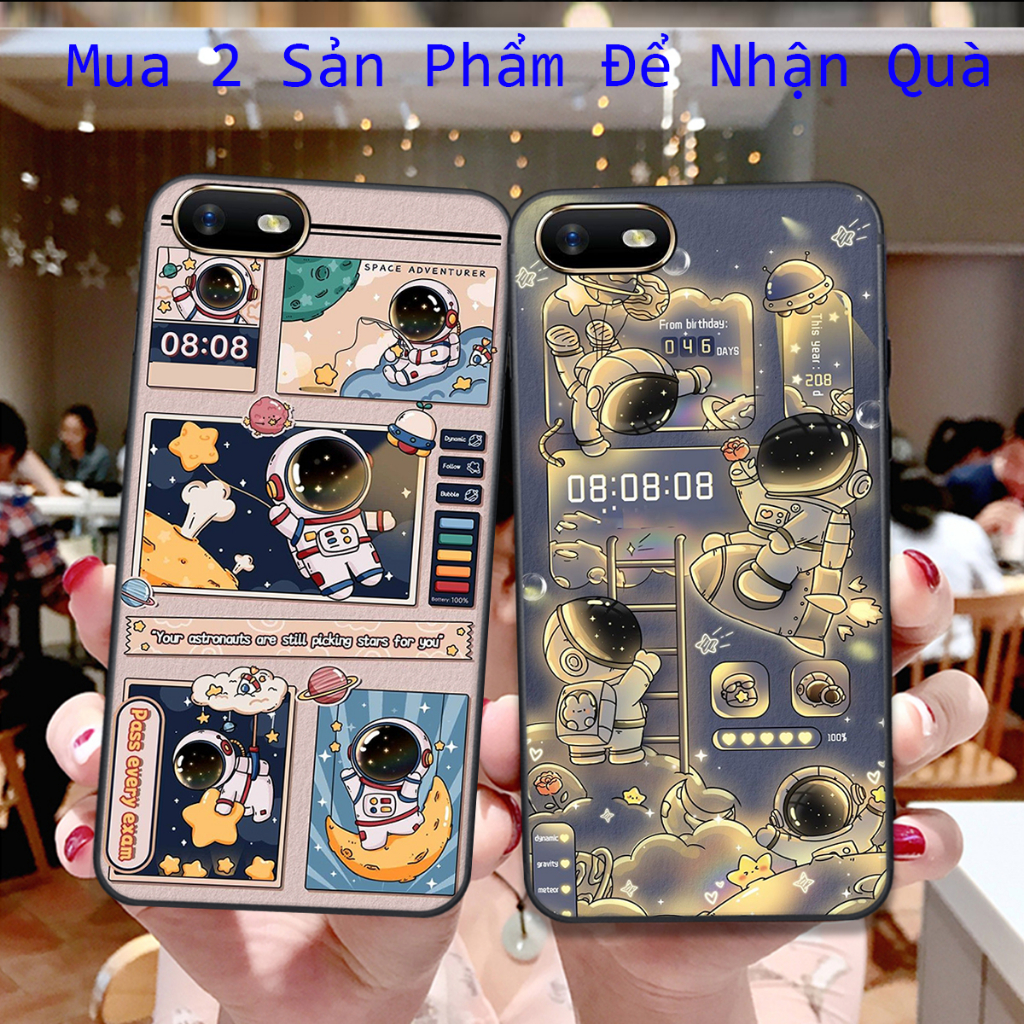 Ốp Oppo A3S / A1k / Realme C2 in hình họa tiết phi hành gia chibi 3d đẹp hot trend