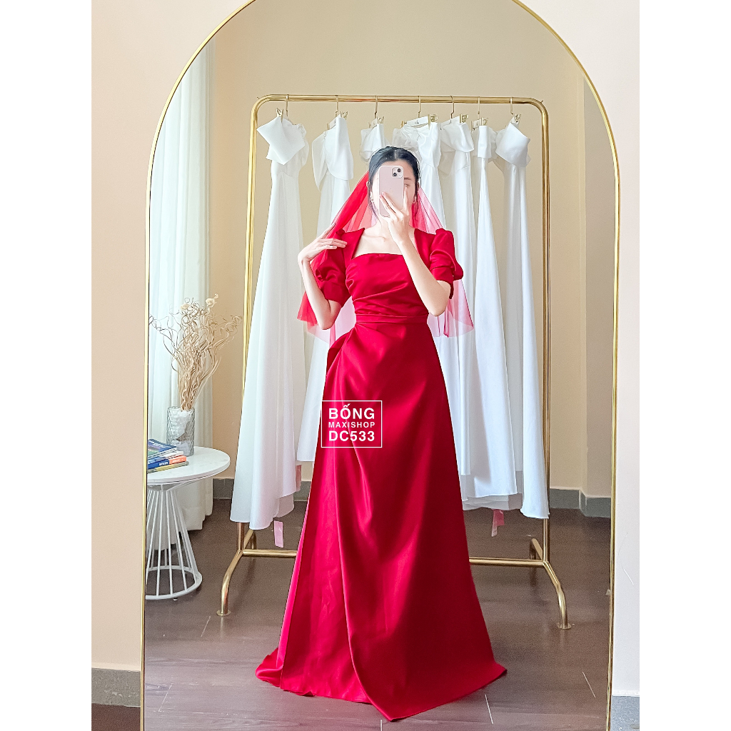 Đầm Váy Phi Nhật  tay búp xếp ly eo xẻ tà  DC533