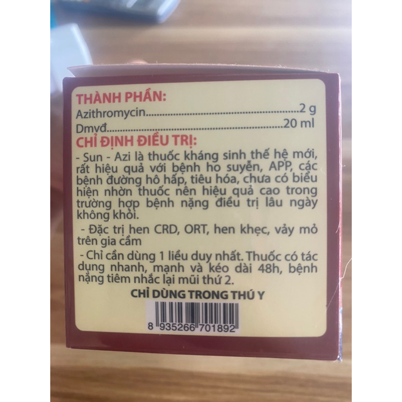 Sun- Azi. Viêm phổi, crd,ort. 20ml