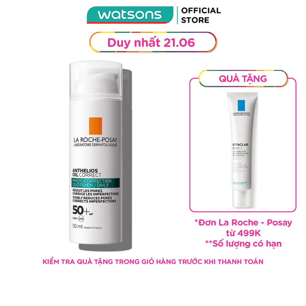 Kem Chống Nắng Dạng Gel La Roche-Posay Giảm Mụn Kiểm Soát Dầu Anthelios Oil Correct SPF50+ 50ml