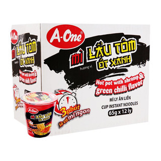 1 thùng mì a-onehương vị lầu tôm ớt xanh ly 65g