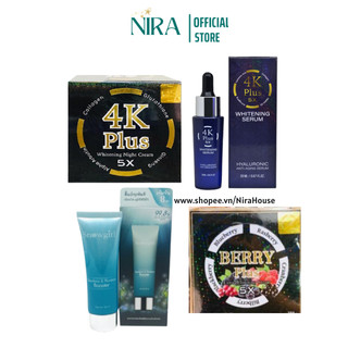 Combo dưỡng da Kem 4k plus, Berry Plus, Serum 4k và Serum vi tảo Snowgirl Thái Lan