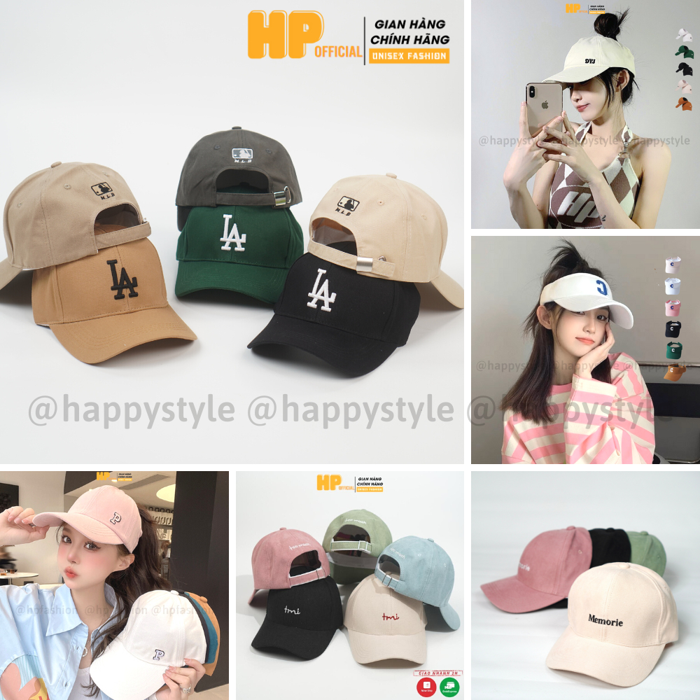 Mũ lưỡi trai Nón kết thêu chữ LA Memorie Tmi DYJ, Chữ C, Chữ H form unisex nam nữ N01 Happy Style