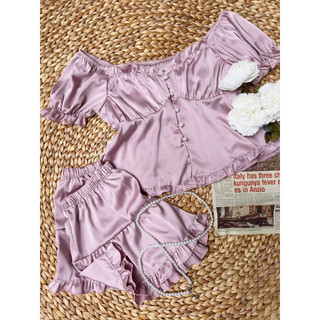 Set đồ bộ ngủ lụa ngắn tay