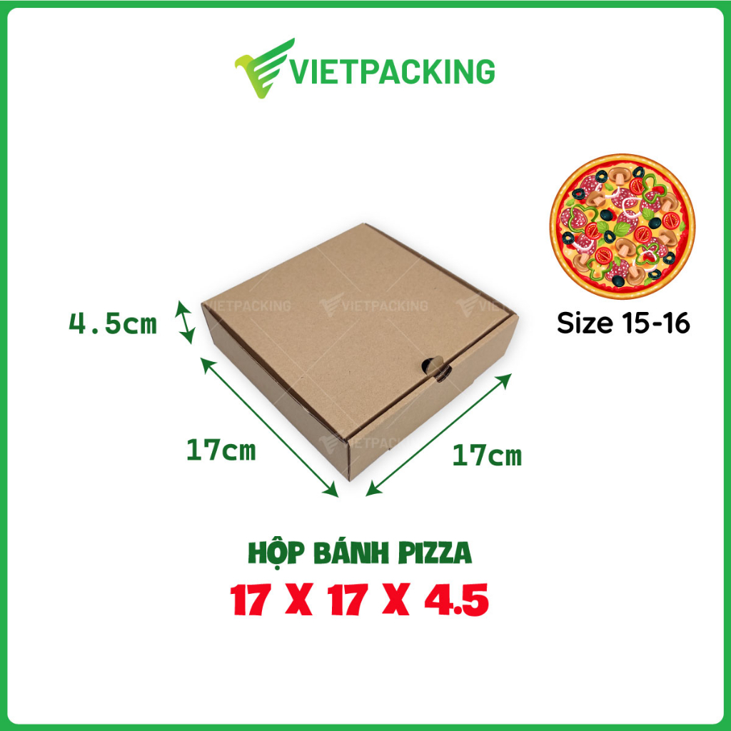 Combo 25 hộp giấy đựng bánh Pizza 17x17x4.5 tiện lợi, tiết kiệm