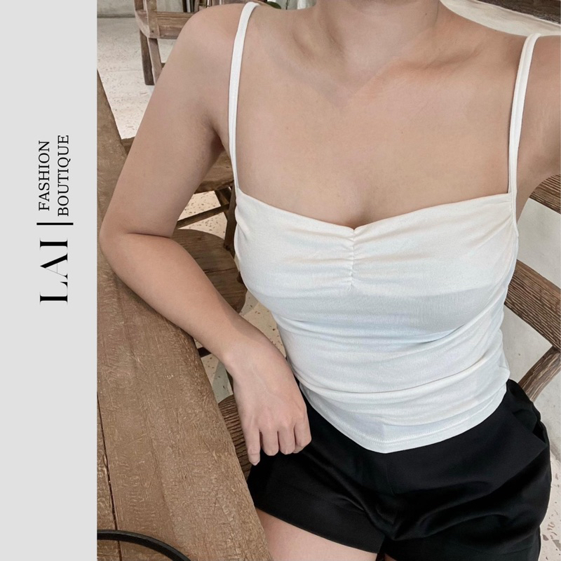 Áo Hai Dây Siêu Co Giãn Ôm Body Không Đệm Mút, Vải Thun Cotton Cao Cấp Nhún Ngực Nữ Tính Dễ Thương Phong Cách Trẻ Trung