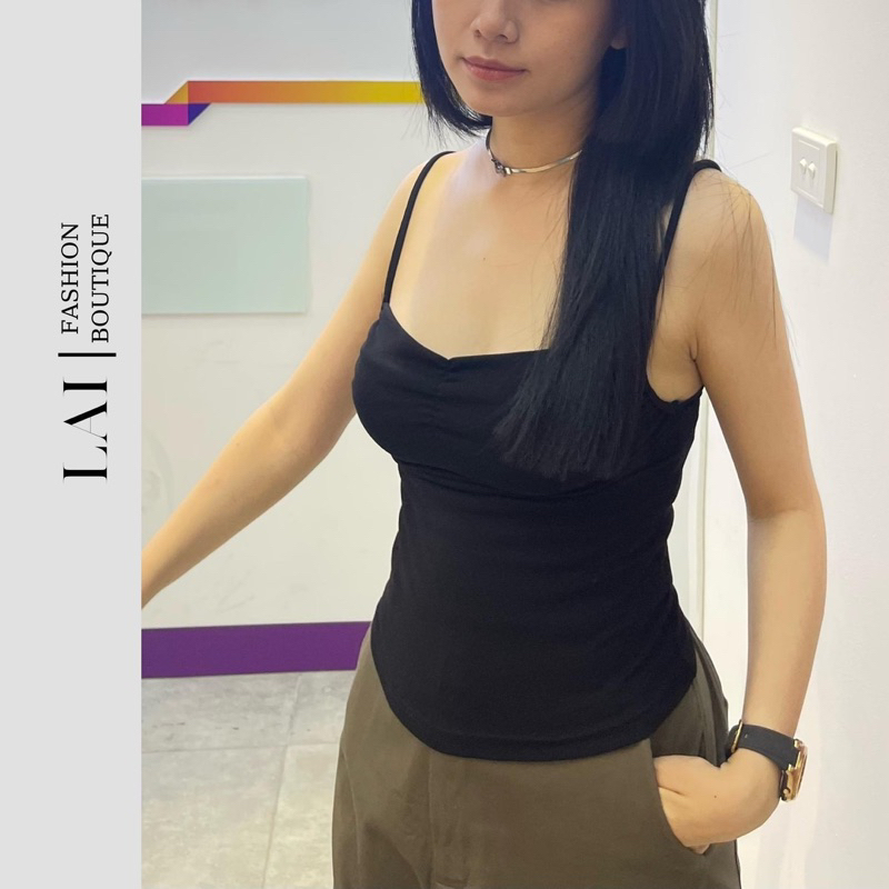 Áo Hai Dây Siêu Co Giãn Ôm Body Không Đệm Mút, Vải Thun Cotton Cao Cấp Nhún Ngực Nữ Tính Dễ Thương Phong Cách Trẻ Trung