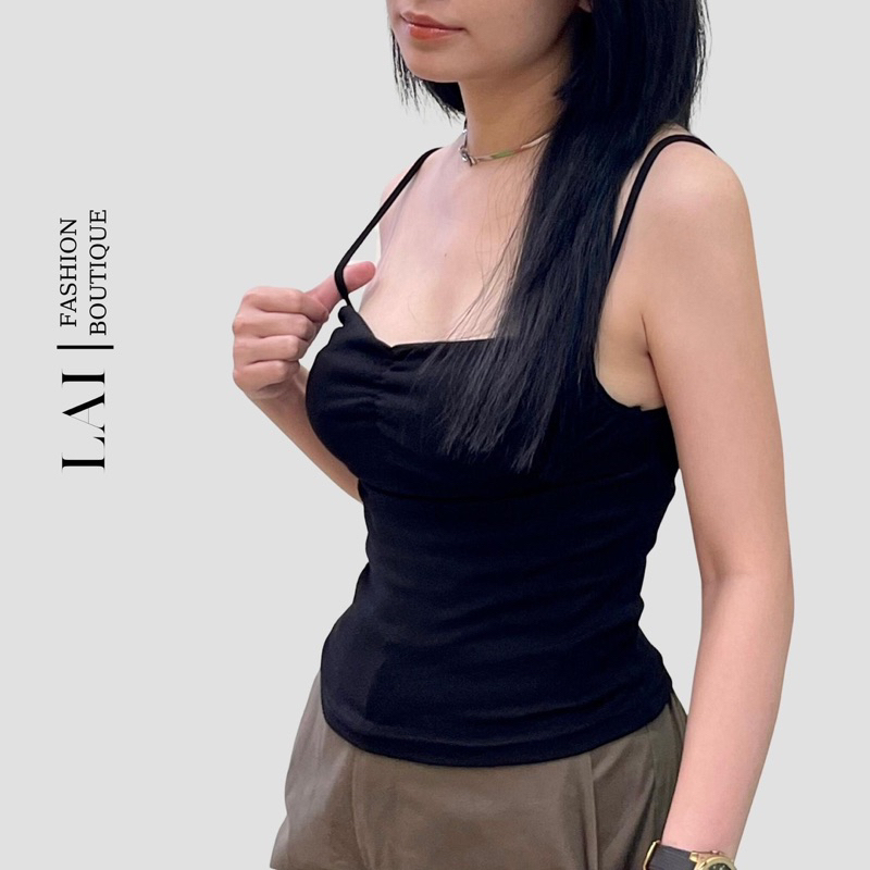 Áo Hai Dây Siêu Co Giãn Ôm Body Không Đệm Mút, Vải Thun Cotton Cao Cấp Nhún Ngực Nữ Tính Dễ Thương Phong Cách Trẻ Trung