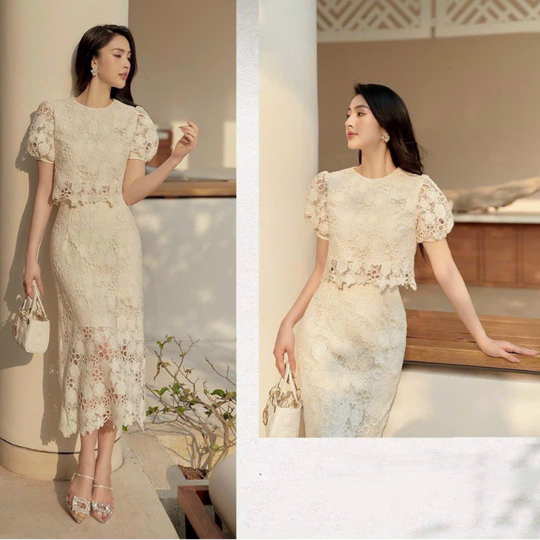 Bộ áo và chân váy ren dáng dài VERO MODA siêu đẹp sang chảnh