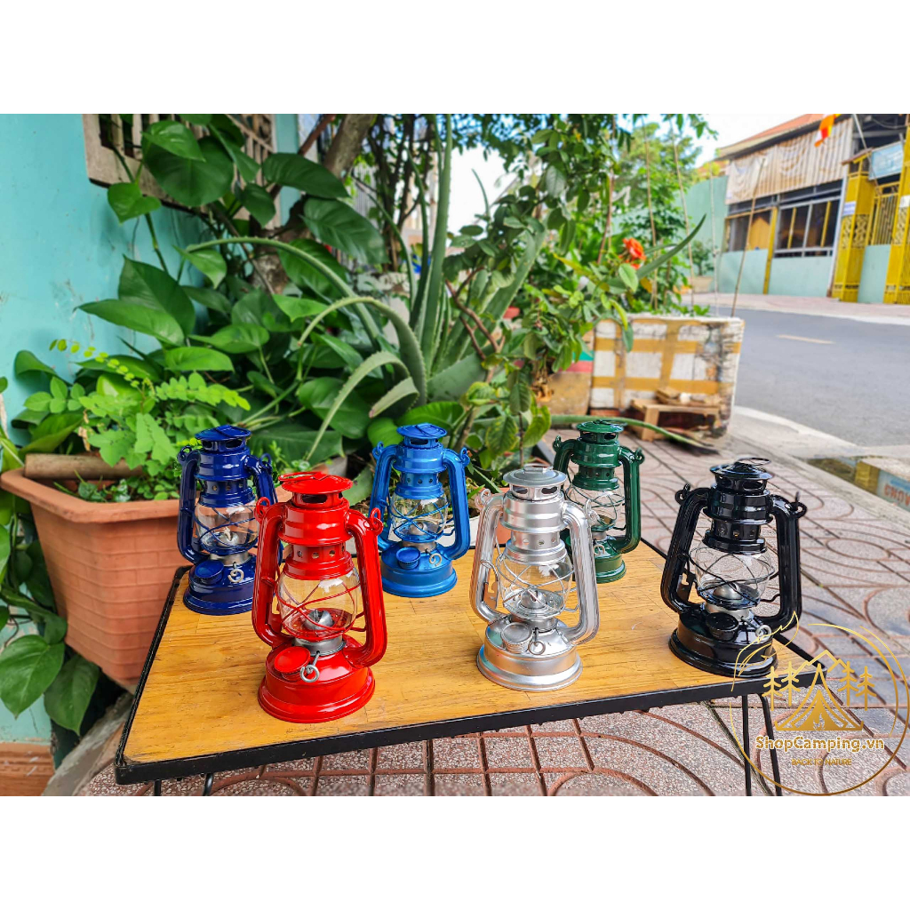 Đèn bão đèn dầu size nhỏ 19cm decor trang trí nhà cửa, đèn măng xông cắm trại dã ngoại cổ điển - Camping VietNam