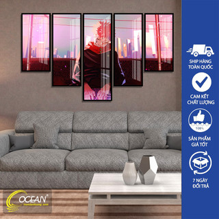 Tranh treo tường ceanpic - set 5 tấm tranh ghép jujutsu kaisen - tranh anime - tranh tráng gương