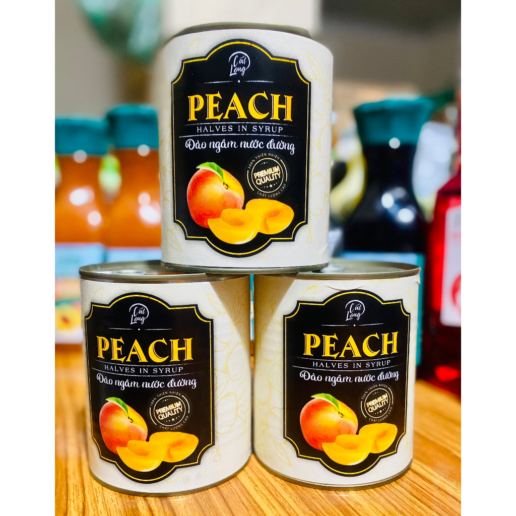 Đào ngâm Cát Long hộp 830gr