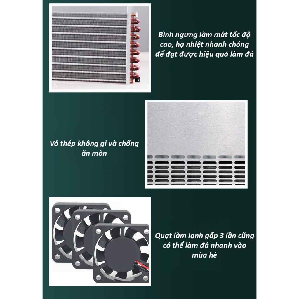 Máy Làm Đá Viên Tự Động Hicon Công Xuất 68kg/Ngày Làm Đá Cấp Tốc Từ 12-20 Phút 1 Mẻ, Tặng Kèm Quả Lọc, Bảo Hành 1 Năm