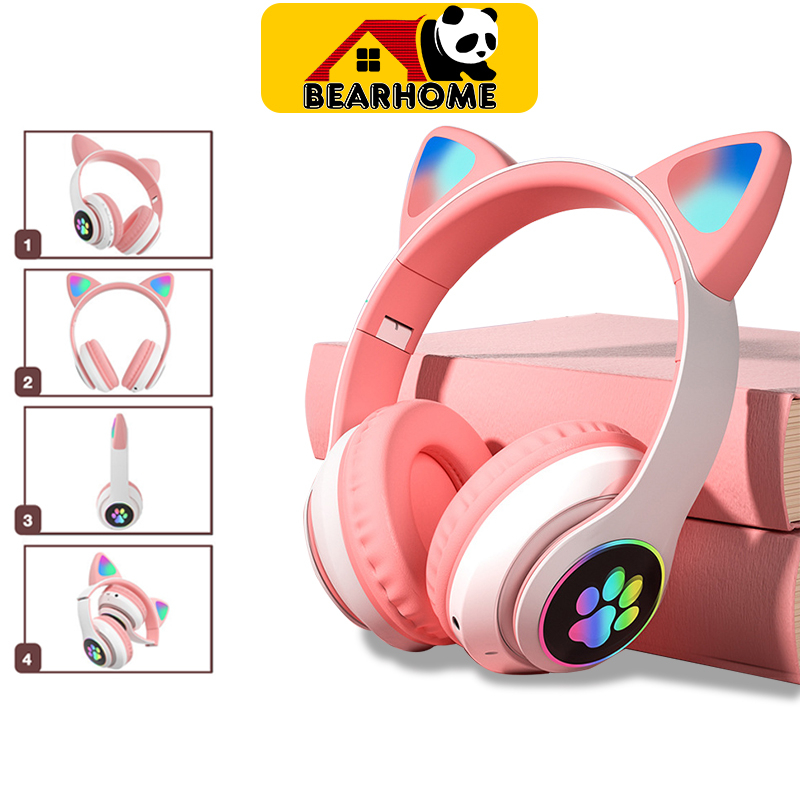 tai nghe bluetooth tai nghe gaming tai mèo chụp tai, không dây có mic âm bass mạnh mẽ chơi game học online headphone