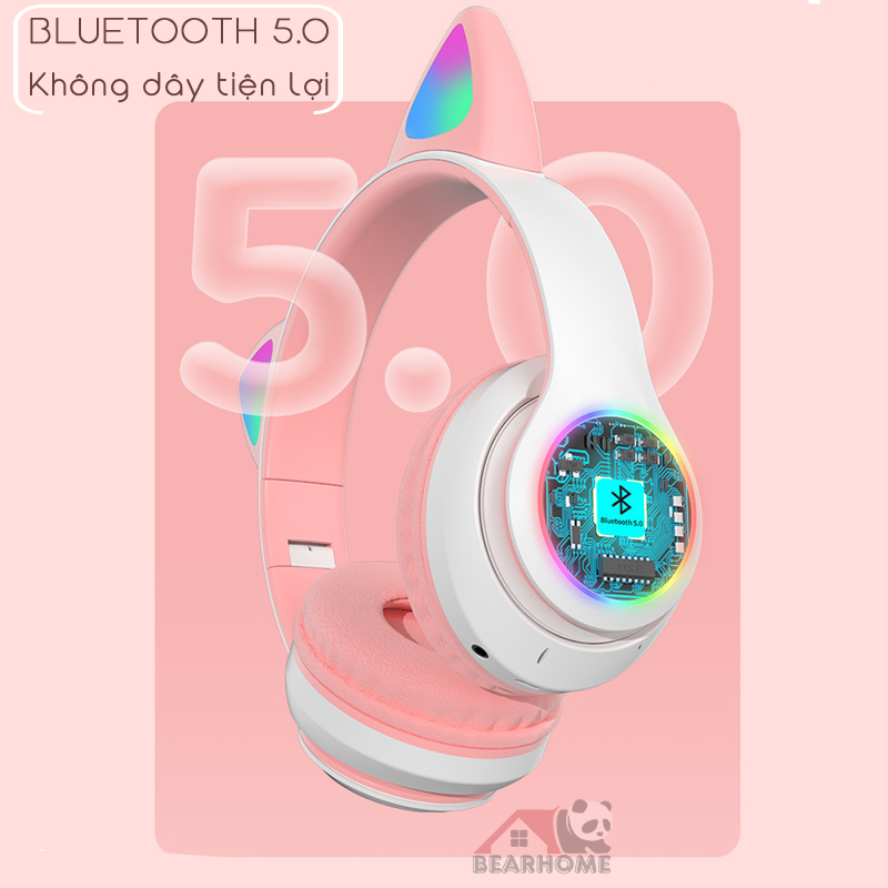 tai nghe bluetooth tai nghe gaming tai mèo chụp tai, không dây có mic âm bass mạnh mẽ chơi game học online headphone