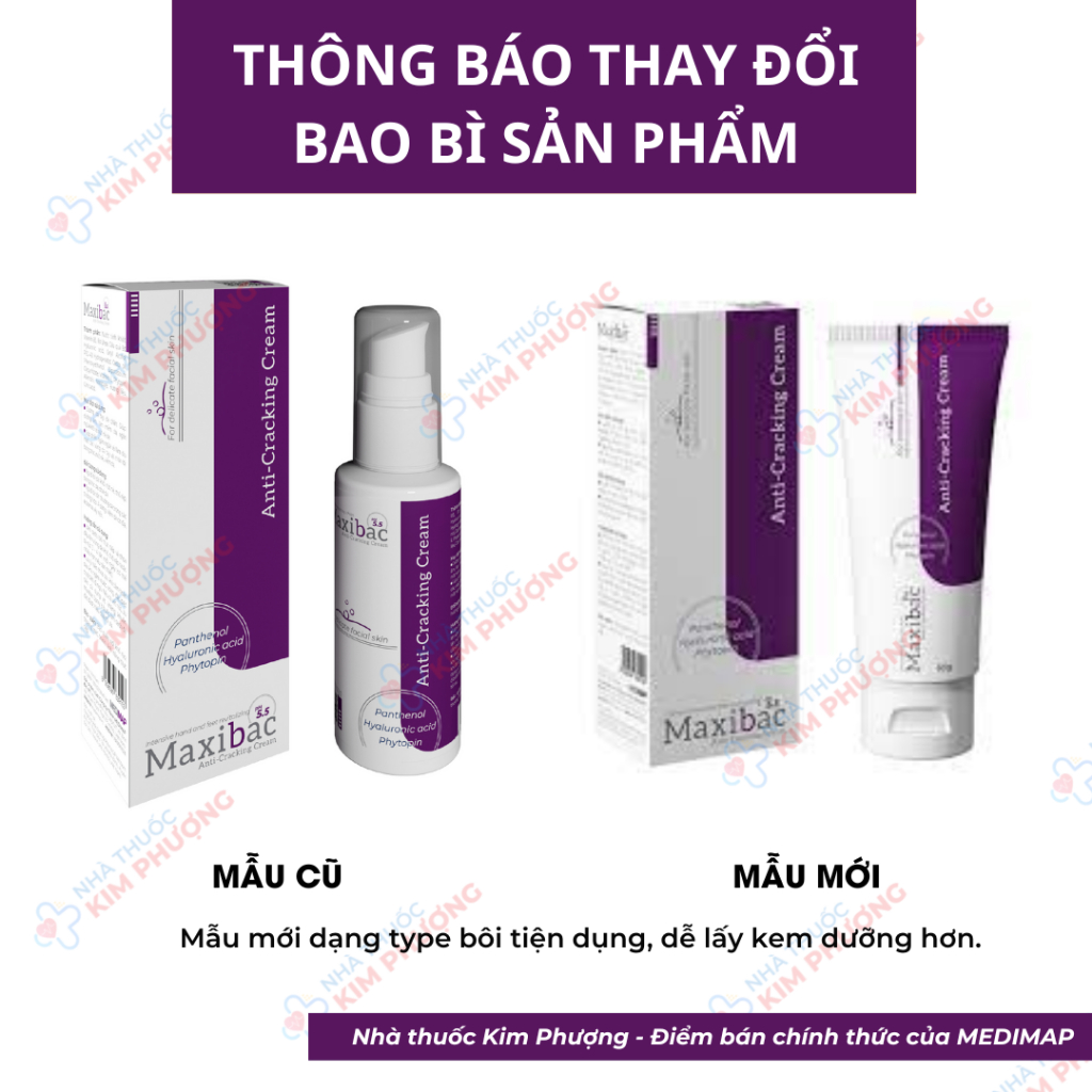 Kem dưỡng ẩm dành cho da tay, chân Maxibac PH5.5 Anti-Cracking Cream 60g - Chính hãng Medimap - Lọ màu tím