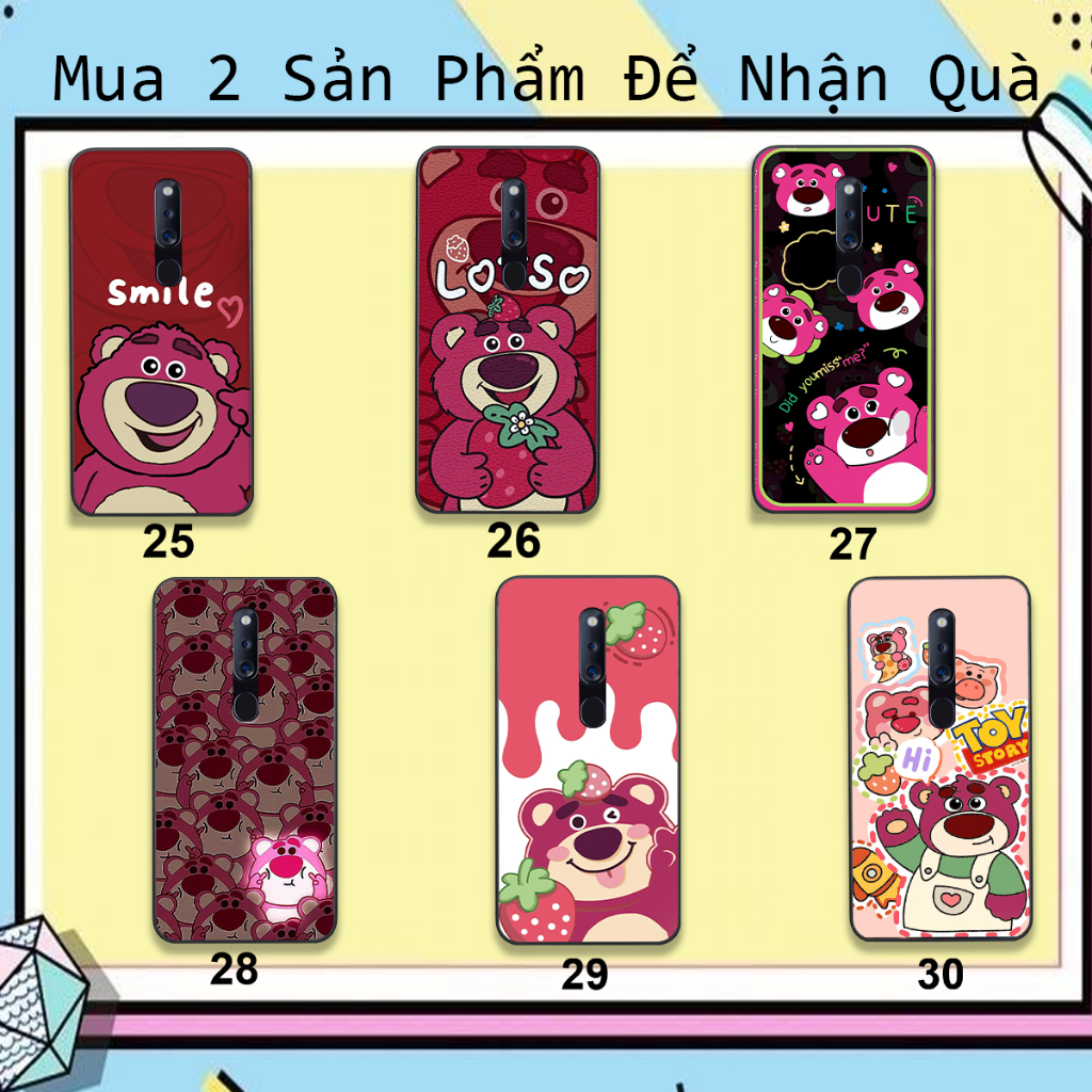 Ốp Oppo F11 / F11 Pro / K3 in hình họa tiết gấu dâu , gấu lotso hồng đẹp cute hot trend