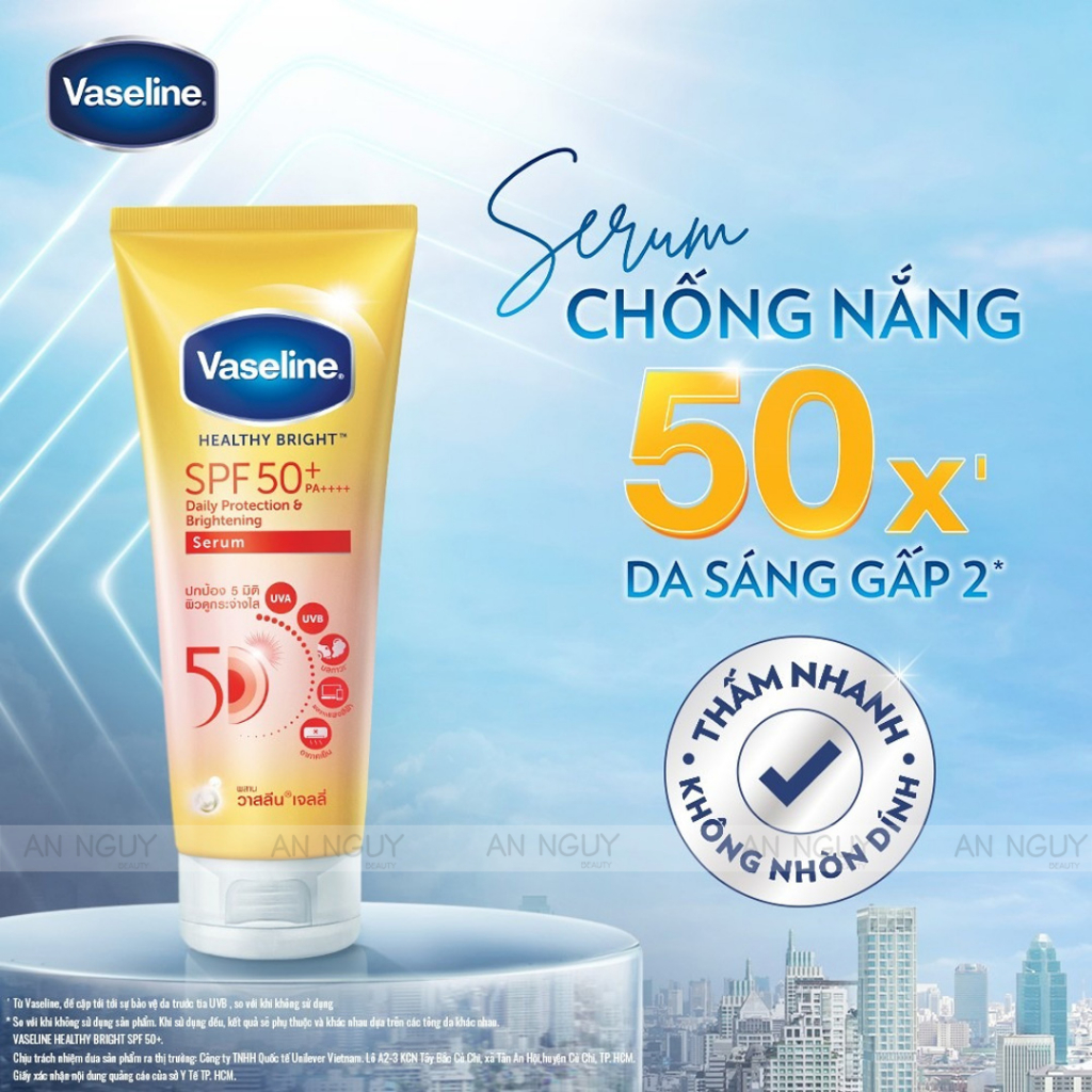 Sữa Chống Nắng Vaseline Healthy Bright Sun + Pollution Protection SPF 50+ PA++++  Dưỡng Trắng Da Cơ Thể 70ml