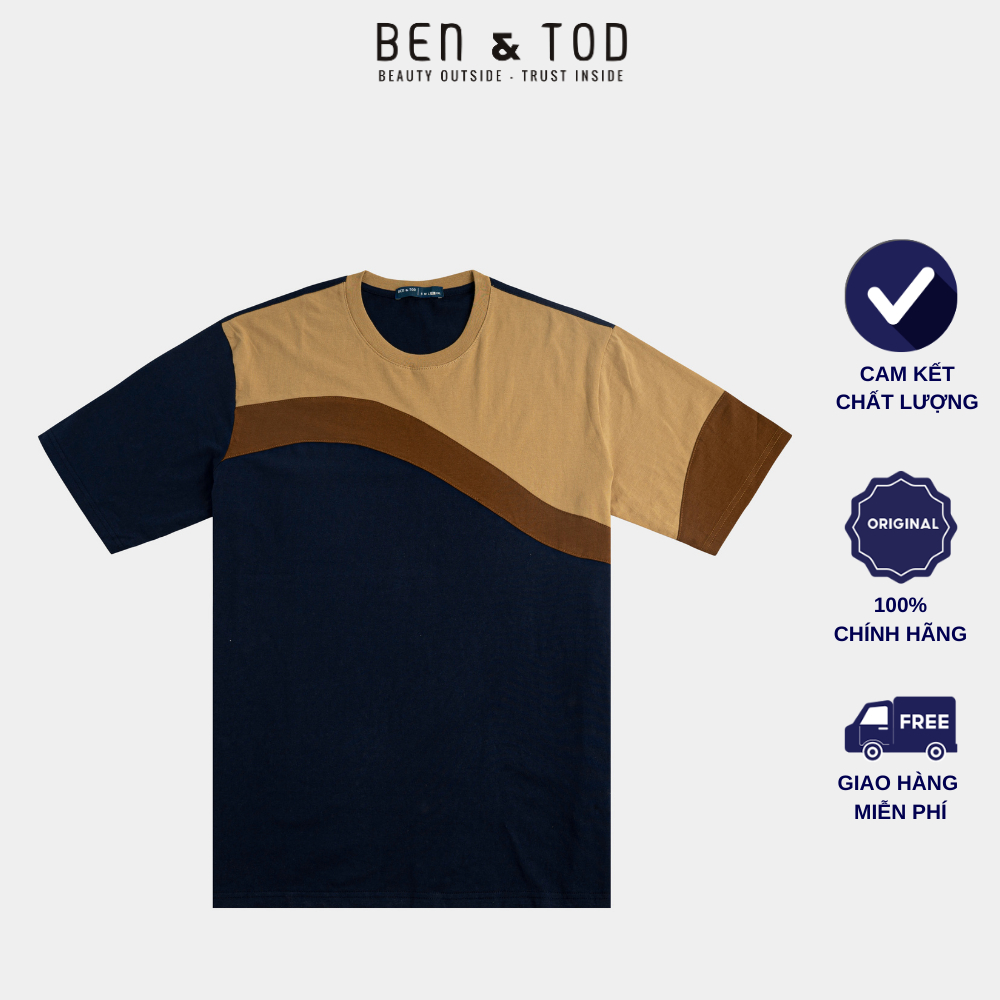 Áo thun nam cổ tròn BEN &amp; TOD R1210BB157 vải cotton 100% cao cấp, nam tính, trẻ trung, thanh lịch