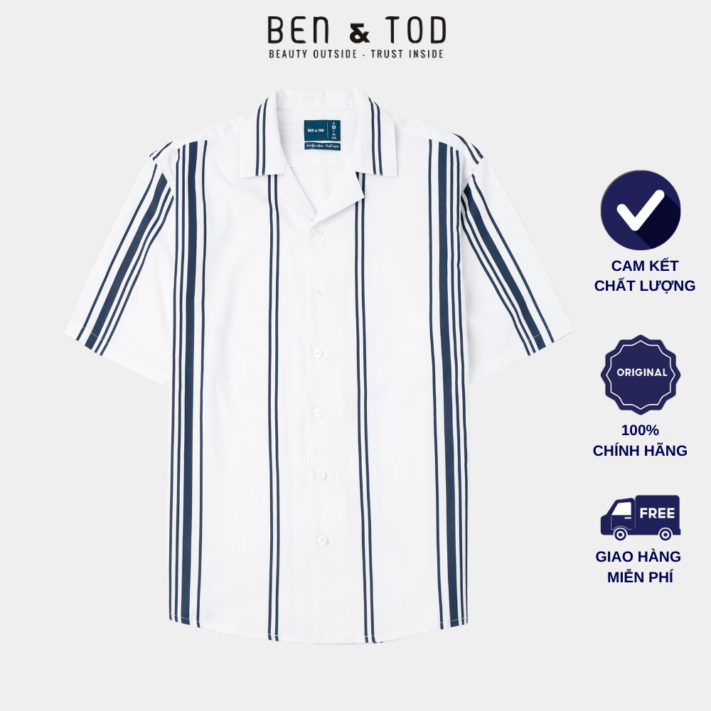 Áo sơ mi nam BEN &amp; TOD R1621BB336 tay ngắn, vải cotton lụa không nhăn, thấm hút mồ hôi, trẻ trung, thanh lịch