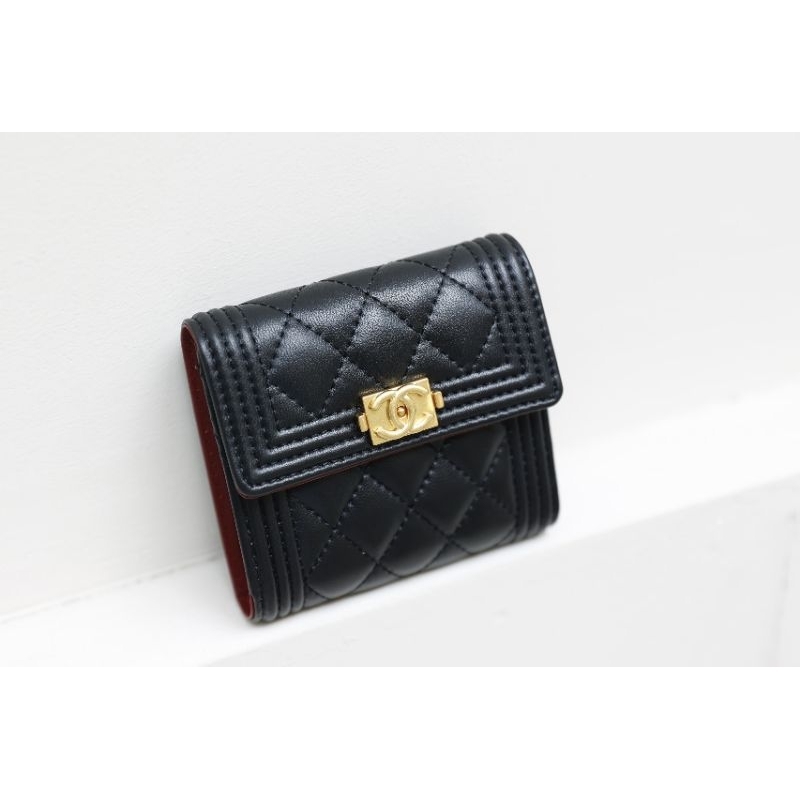 Ví nữ ngắn gập khóa boy da thật khóa mạ vàng giả cổ đẹp dã man fullbox