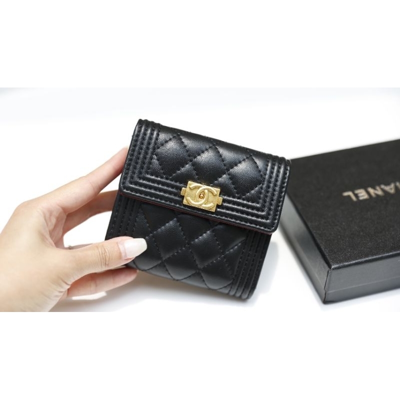 Ví nữ ngắn gập khóa boy da thật khóa mạ vàng giả cổ đẹp dã man fullbox