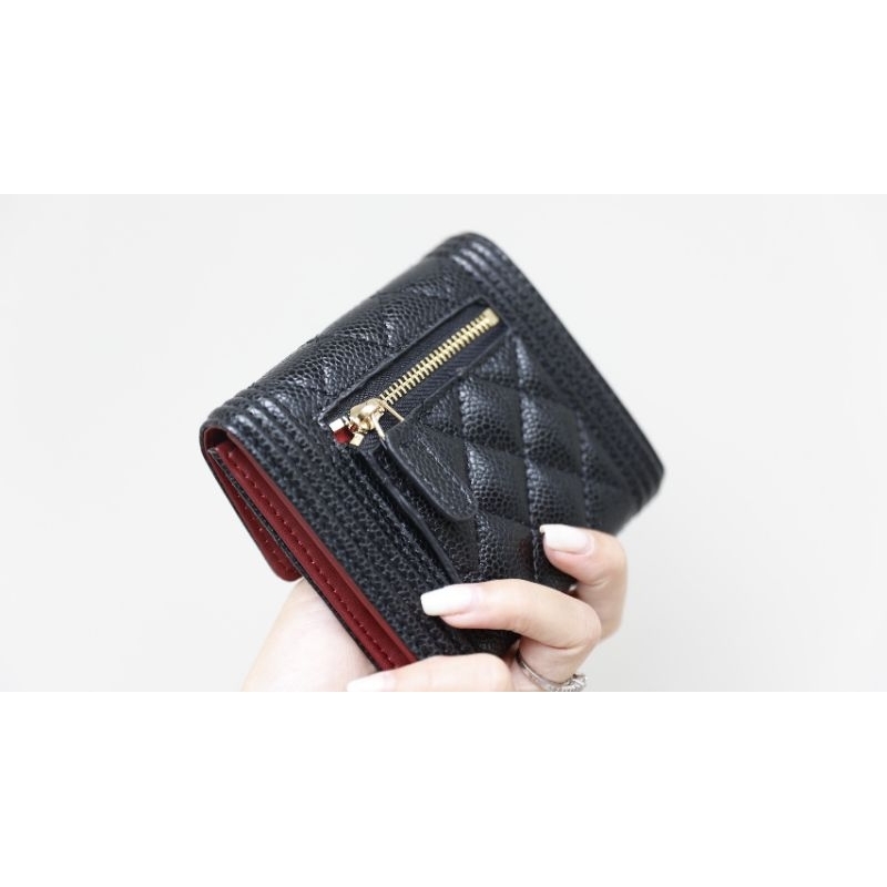 Ví nữ ngắn gập khóa boy da thật khóa mạ vàng giả cổ đẹp dã man fullbox