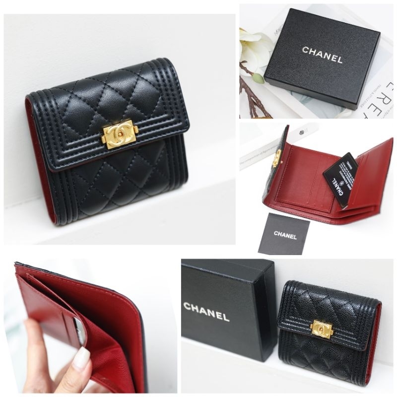 Ví nữ ngắn gập khóa boy da thật khóa mạ vàng giả cổ đẹp dã man fullbox