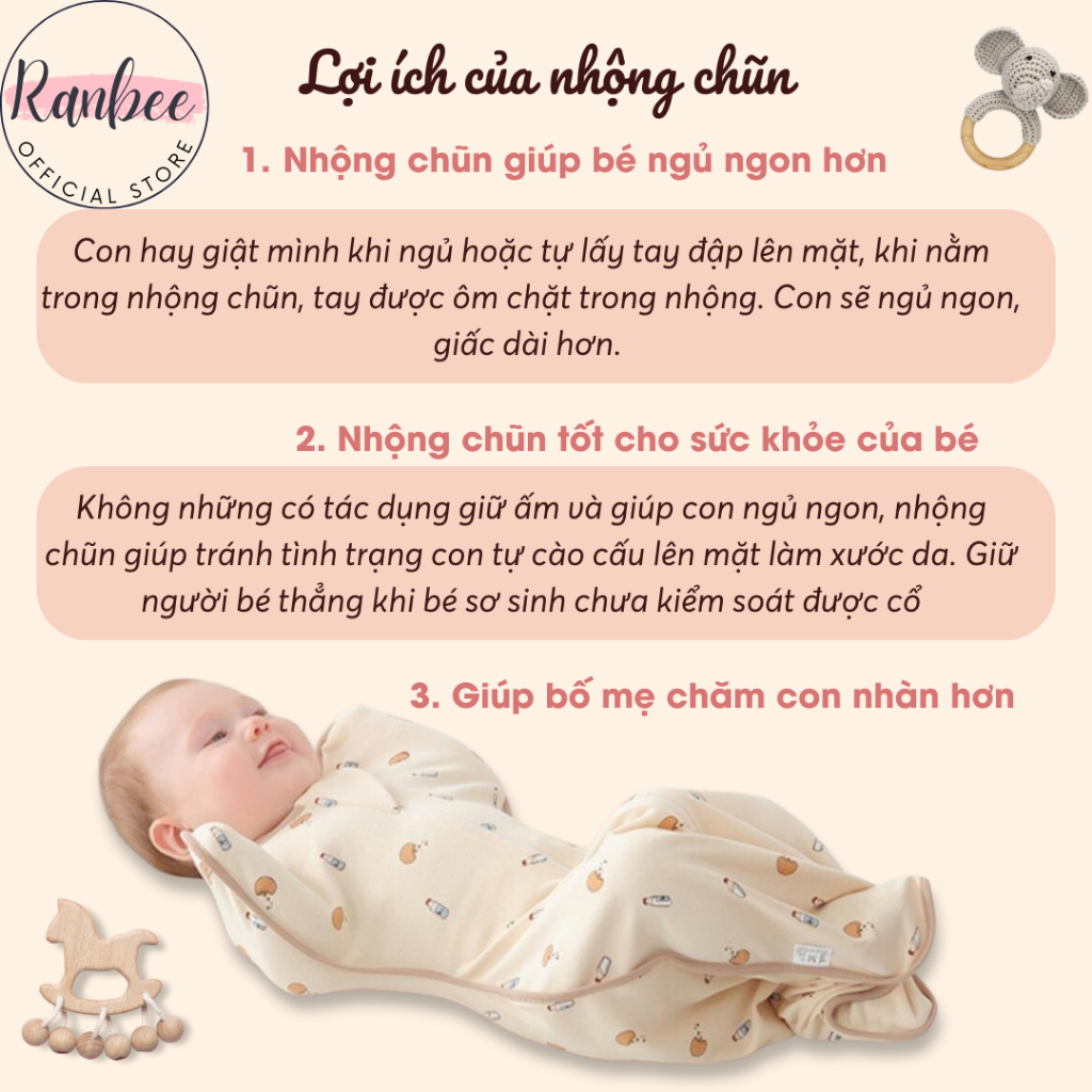 Nhộng Chũn Cho Bé Chính Hãng RANBEE Chất Rayon Cao Cấp Mềm Mại Co Giãn 4 chiều - PN029