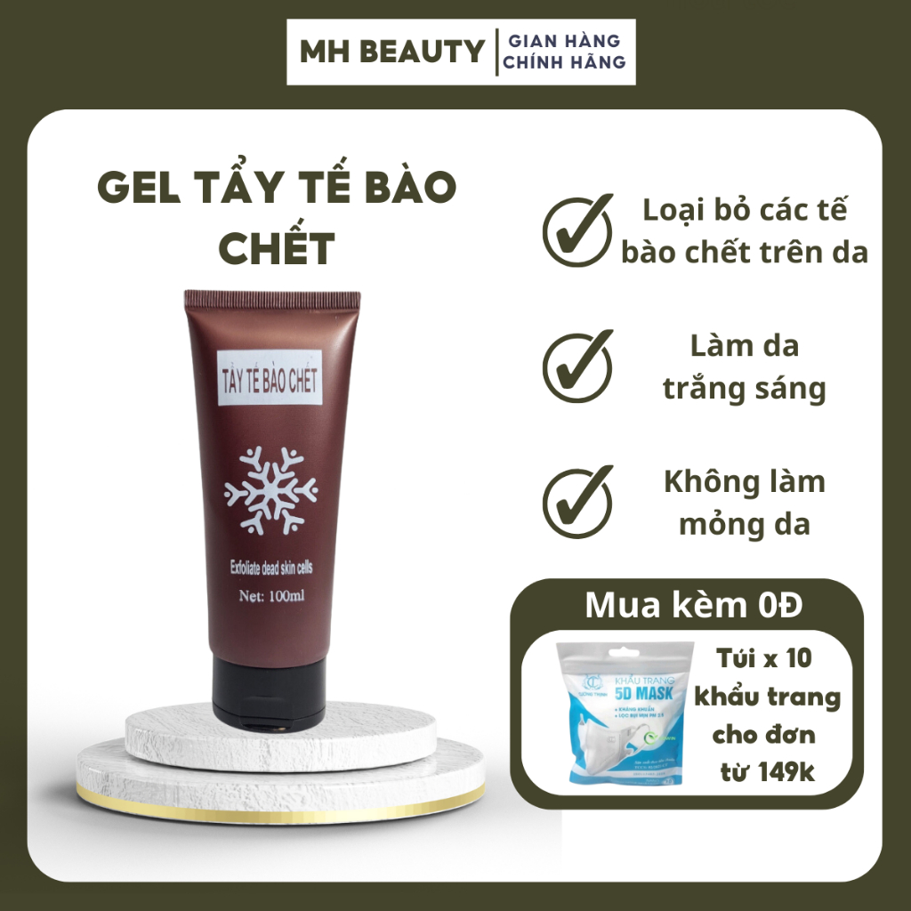 Gel tẩy da chết mặt MH Beauty Spa 100ml tẩy da chết body làm sáng da trắng da da căng mịn hồng hào - MH Beauty