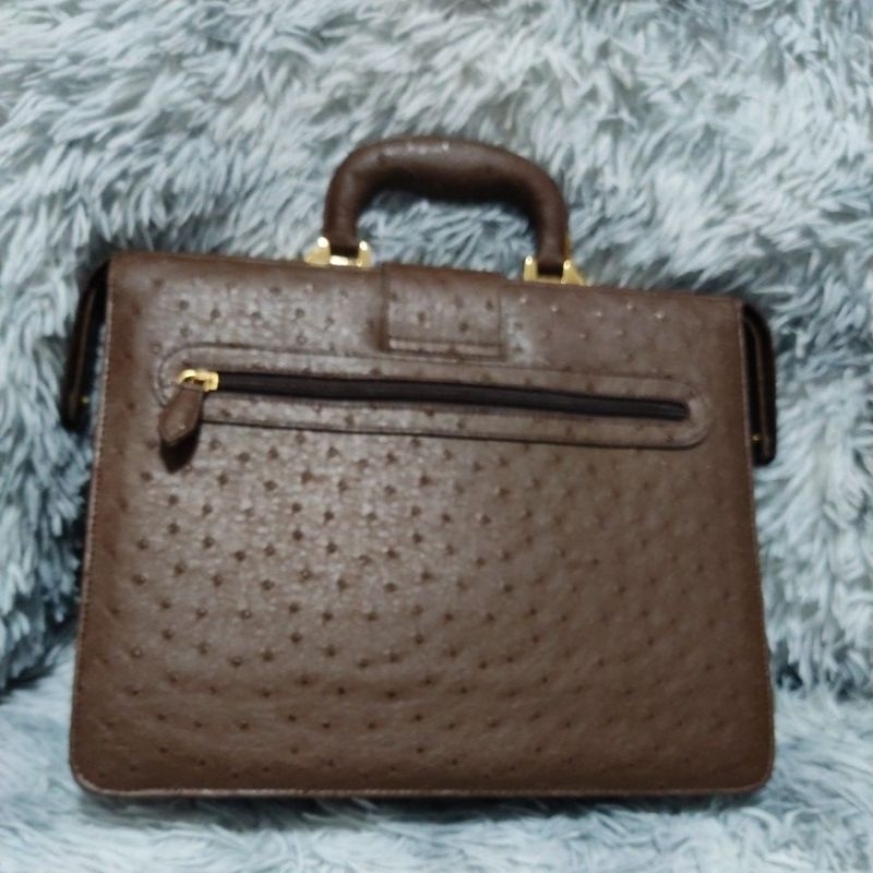 Túi M75 si hiệu tuyển Nhật da bò dập vân đà điểu dáng doctor 33cmx27cmx5cm