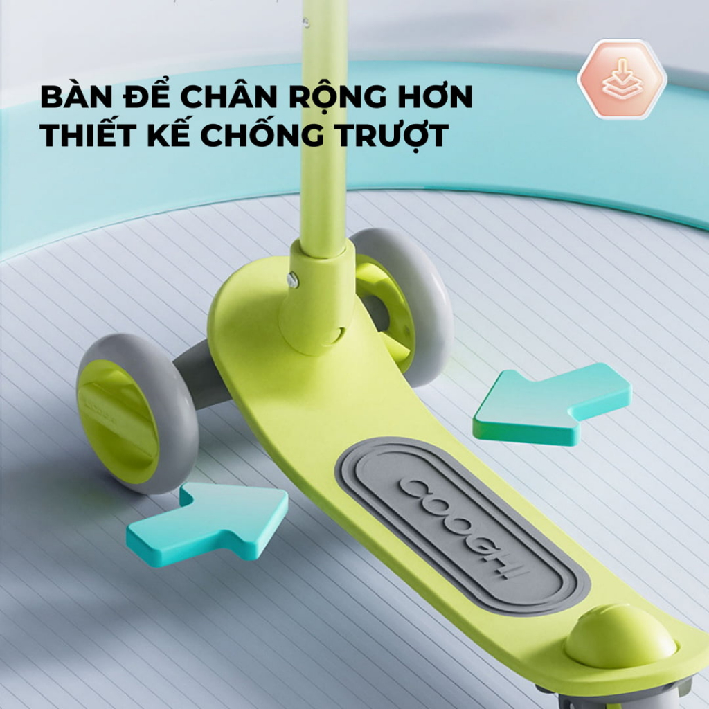 Xe trượt scooter cho bé Cooghi Q1, 3-10 tuổi, bánh LED phát sáng, gấp gọn, siêu nhẹ