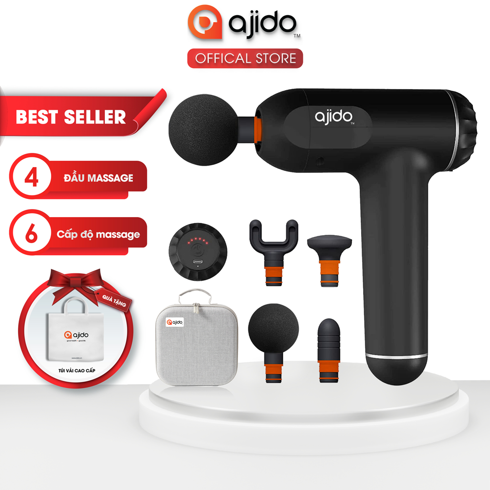 Máy Massage Cầm Tay Ajido AJ - M9 Pro, 6 Cấp Độ, 4 Đầu Thay Thế - Mát Xa Toàn Thân Giảm Đau Giãn Cơ Lưng, Cổ Vai