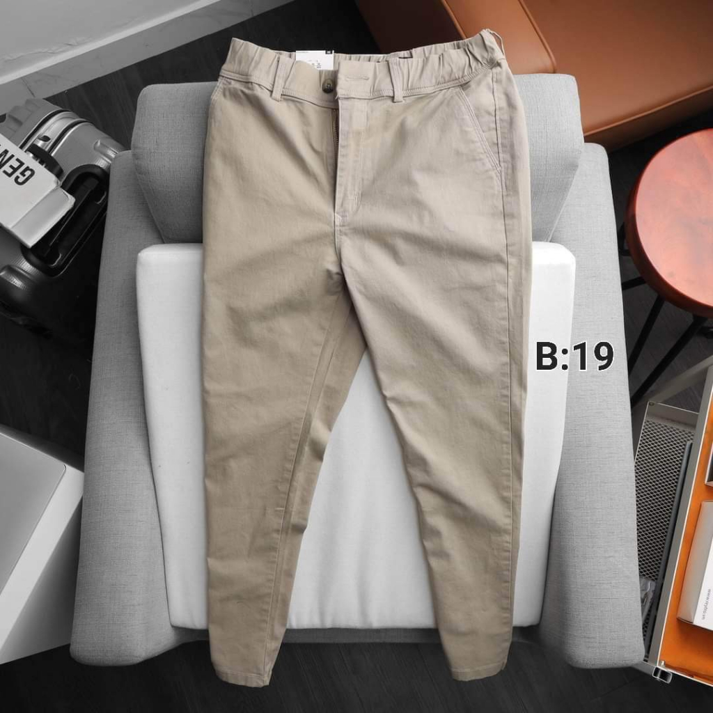 Quần Kaki Cạp Chun Dáng Slimfit Chất Liệu Co Giãn Nhẹ Mát