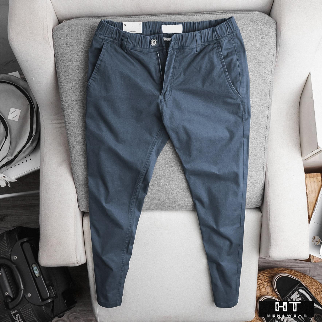 Quần Kaki Cạp Chun Dáng Slimfit Chất Liệu Co Giãn Nhẹ Mát